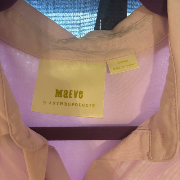 Anthropologie Maeve Boho Top Long Sleeve Blouse Button Down Shirt Lavender M - Picture 5 of 14